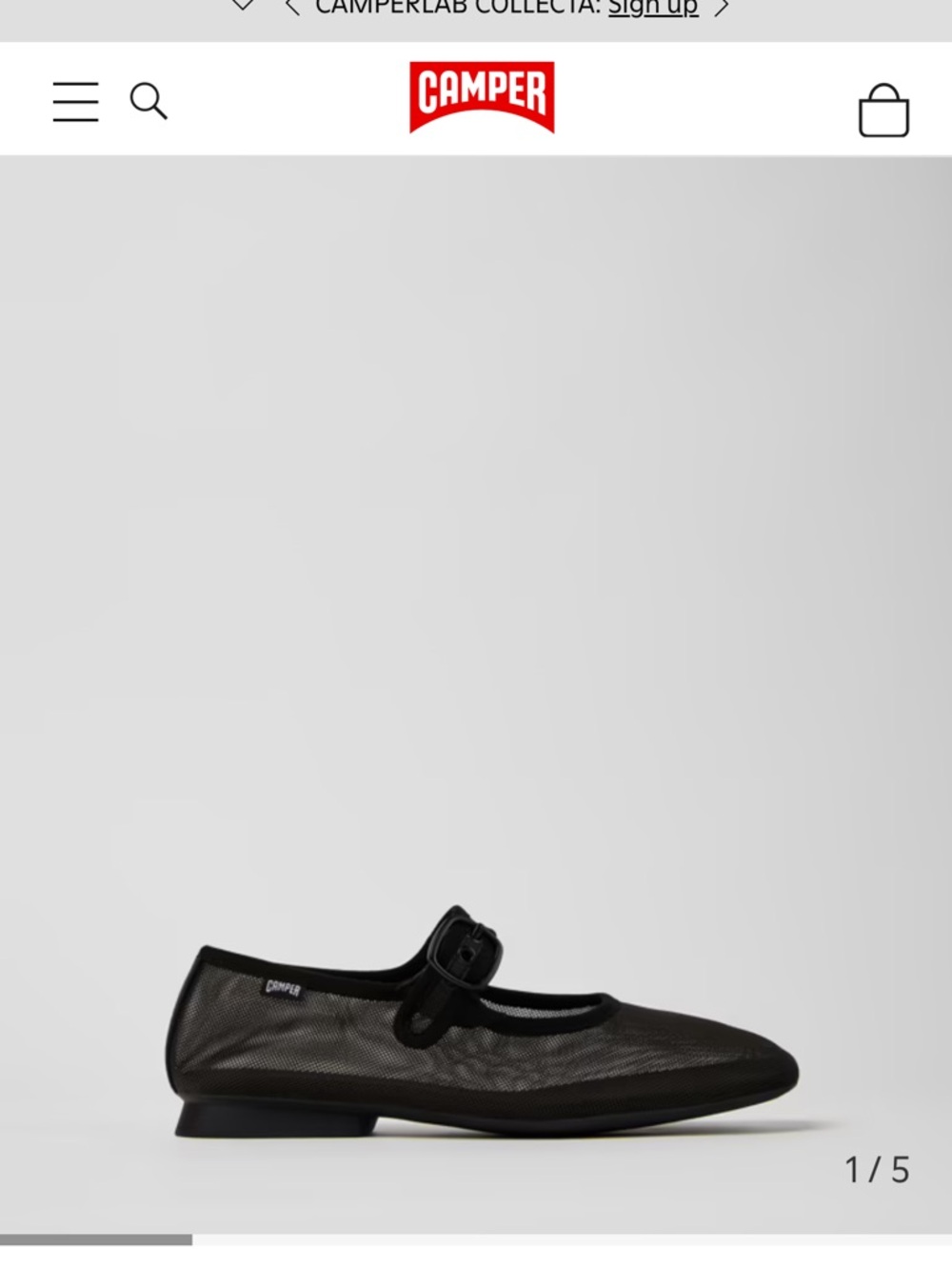 Camper Casi Myra Black Mesh Ballerina Flat